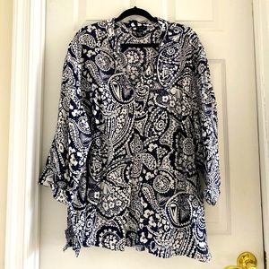 Carole Little woman linen blouse 100% linen 3X